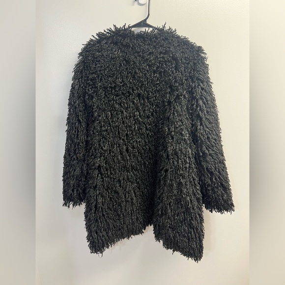 Smythe Black Shag Oversized Throw Coat w Pockets - Size Large - Picture 6 of 6
